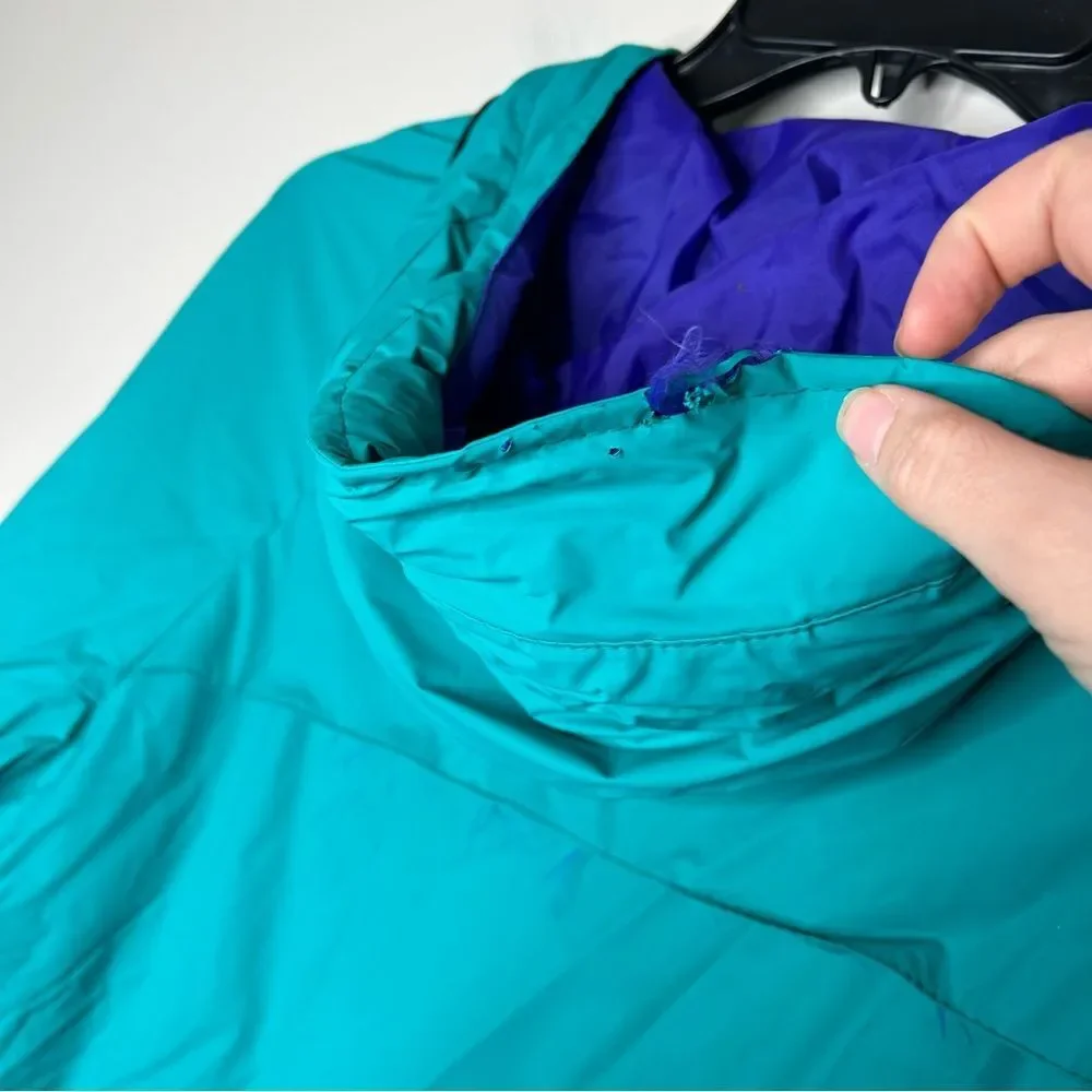 Vintage 90s 1990s Columbia Teal and blue waterproof PVC Jacket large - Picture 6 of 8